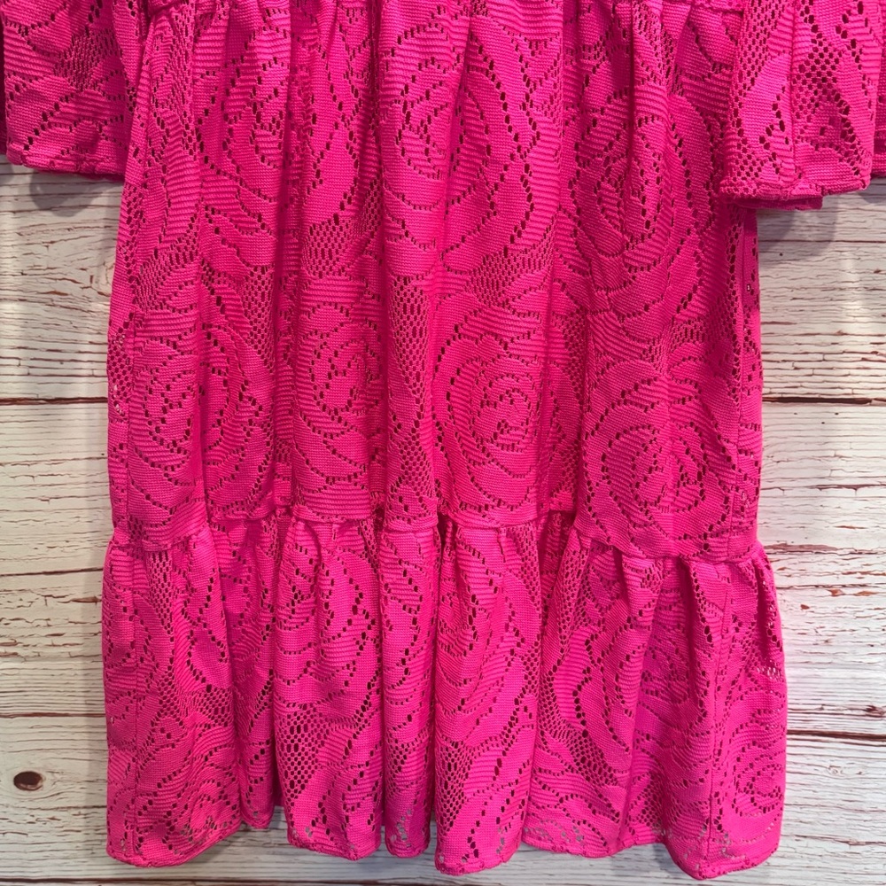Lilly Pulitzer Cecelia Dress in Pink Tango Bungalow Blossom Lace Sz 8 - Picture 8 of 16